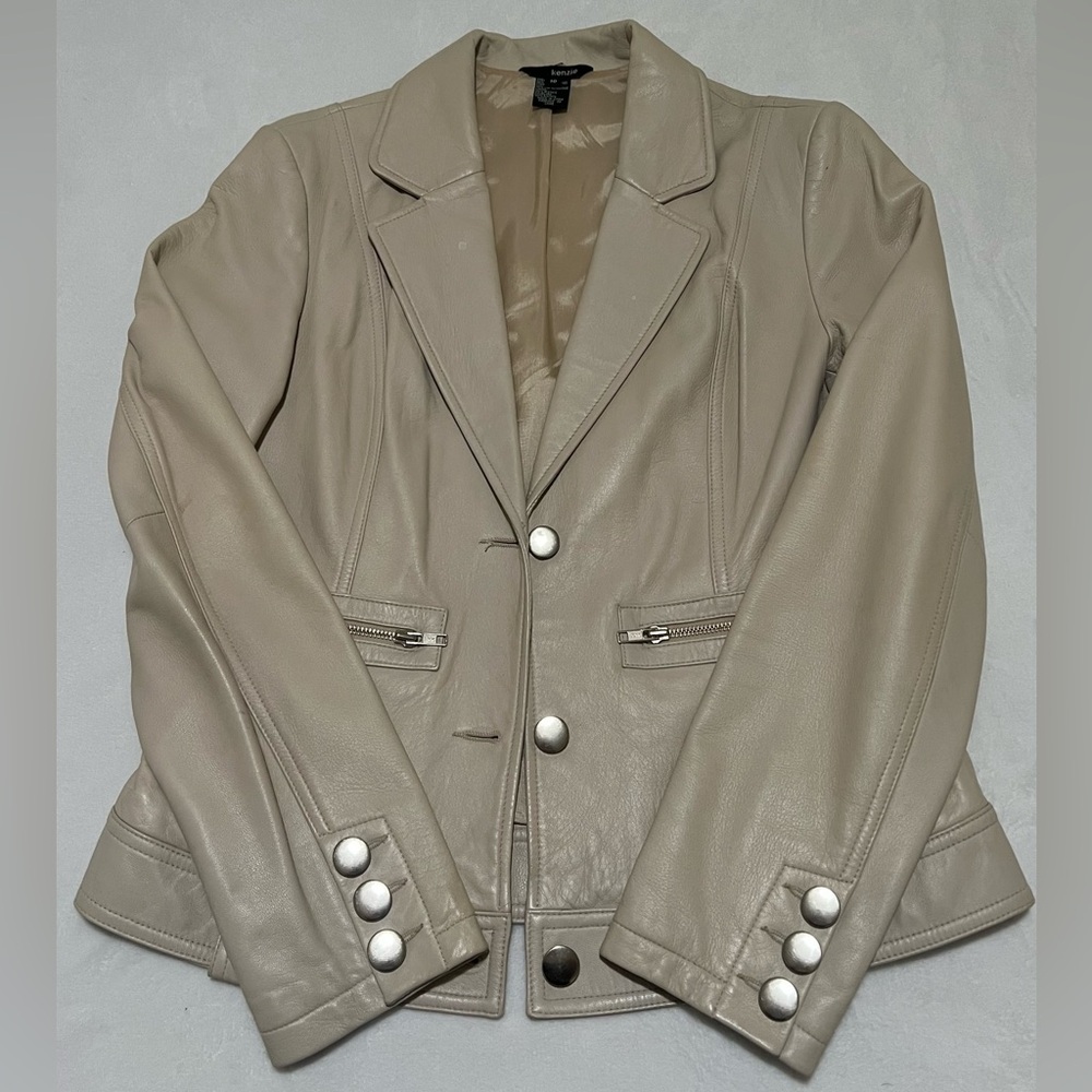 Women's Taupe Leather Jacket